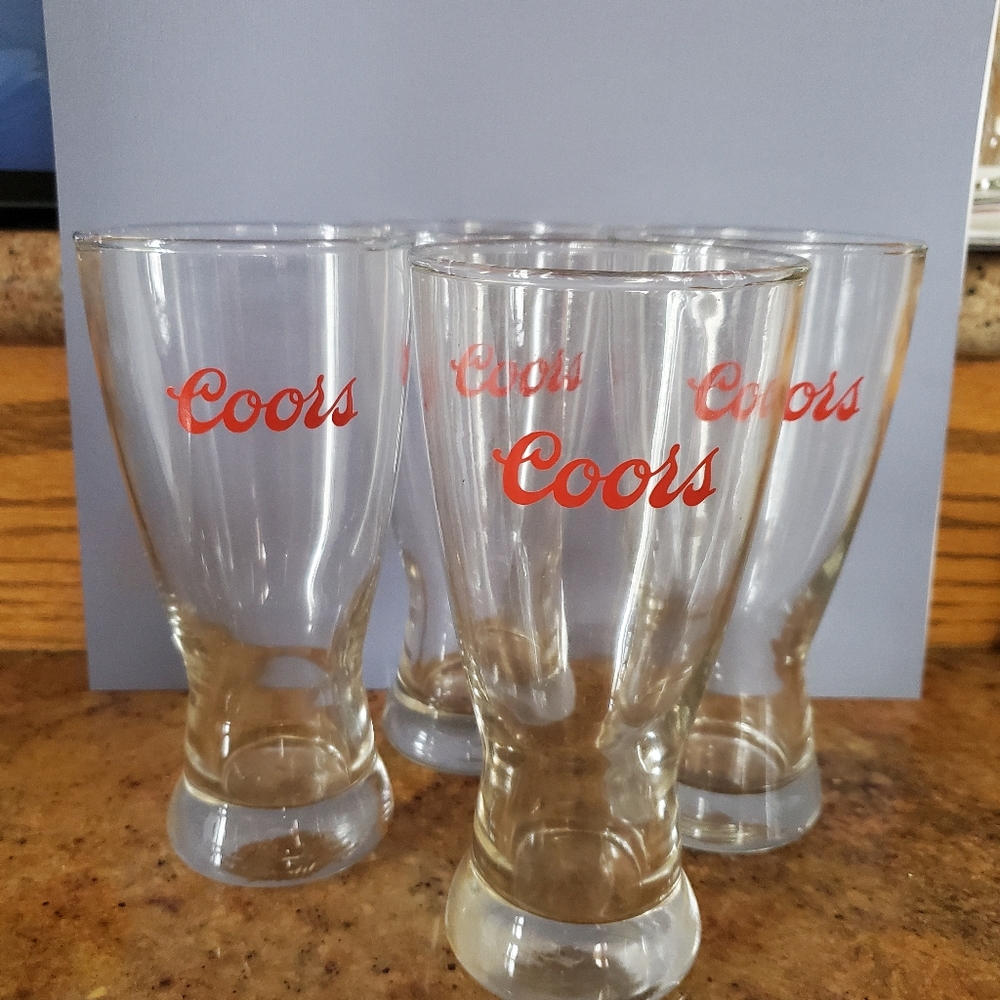 Four 4 Vintage 80's Coors Glasses